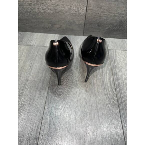 Ted Baker Patent Leather Pumps shoes Sz 38.5 black w/details S000111 - Picture 10 of 12